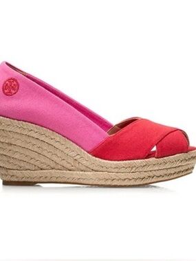 Tory Burch Filipa 75mm wedges Size 9.5 Red/Pink